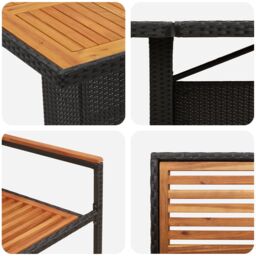 Berkfield Home 9 Piece Garden Dining Set Black Poly Rattan Acacia - thumbnail 9