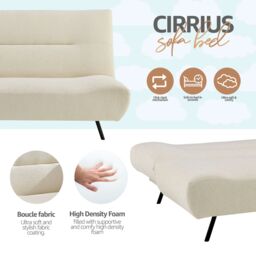 Bravich LTD Click Clack 2 Seater Small Double Sofa Bed in Cream - thumbnail 7