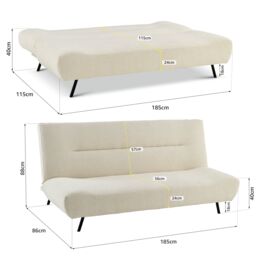 Bravich LTD Click Clack 2 Seater Small Double Sofa Bed in Cream - thumbnail 8
