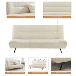Bravich LTD Click Clack 2 Seater Small Double Sofa Bed in Cream - thumbnail 6