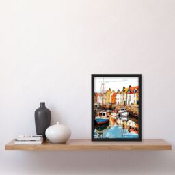 Artery8 Scotland Fishing Harbour Boats Anstruther Harbour Fife 1965 Framed Art in Black - Size: A4 - thumbnail 4