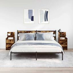 Berkfield Home Bedside Cabinets with 2 Drawers 2 pcs Smoked Oak 38x34x80 cm in Brown - Size: 38 x 34 x 80 cm - thumbnail 3