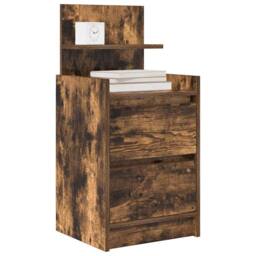 Berkfield Home Bedside Cabinets with 2 Drawers 2 pcs Smoked Oak 38x34x80 cm in Brown - Size: 38 x 34 x 80 cm - thumbnail 4