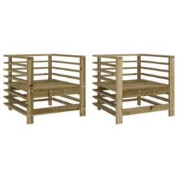 Berkfield Home Garden Chairs 2 pcs Impregnated Wood Pine in Brown - thumbnail 1