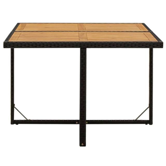 Berkfield Home Garden Table Black 109x107x74 cm Poly Rattan&Solid Wood Acacia - Size: 109 x 107 x 74 cm - image 1