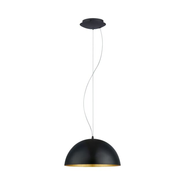 Loops Pendant Ceiling Light Steel Black Outer Gold Inner Shade Bulb E27 1x60W - image 1