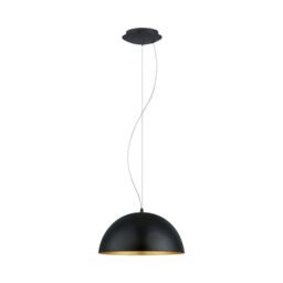 Loops Pendant Ceiling Light Steel Black Outer Gold Inner Shade Bulb E27 1x60W - thumbnail 1