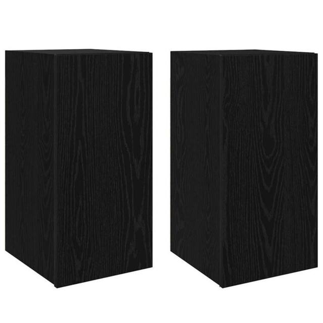 Berkfield Home TV Unit with Shelf Wall-mounted Other with Storage with Door 2 pc in Black - image 1