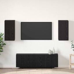 Berkfield Home TV Unit with Shelf Wall-mounted Other with Storage with Door 2 pc in Black - thumbnail 2