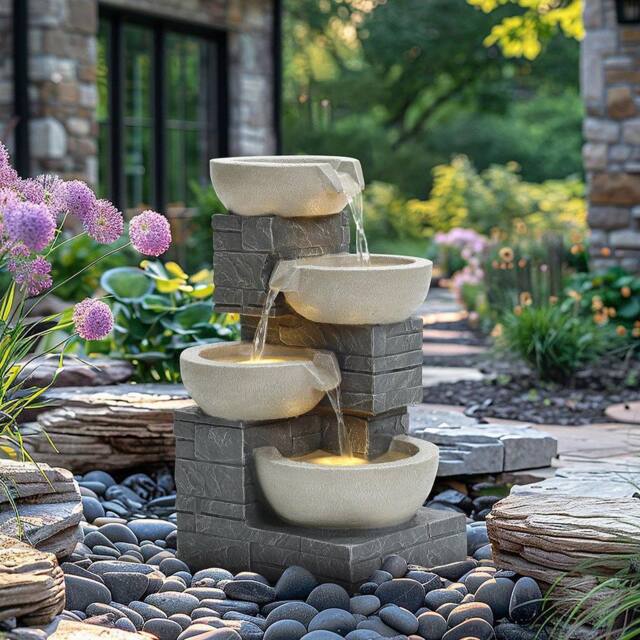 Charles Bentley 4 Tier Cascading Water Feature in Grey - image 1