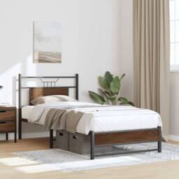 Berkfield Home Bed Frame without Mattress Brown Oak 80x200 cm Engineered Wood - thumbnail 4