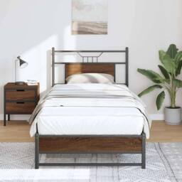 Berkfield Home Bed Frame without Mattress Brown Oak 80x200 cm Engineered Wood - thumbnail 5
