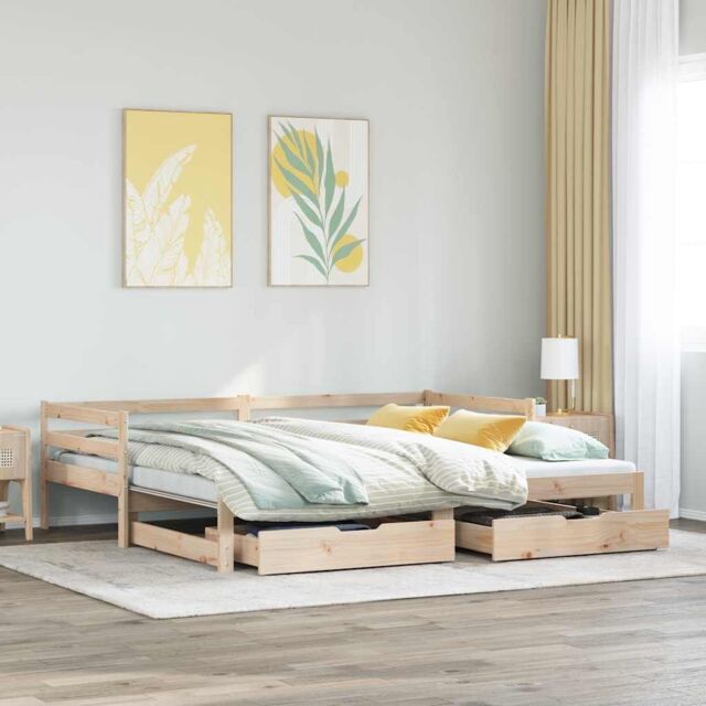 Berkfield Home Daybed with Drawers without Mattress 90x200 cm Solid Wood in Brown - image 1