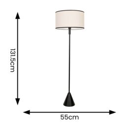ValueLights Mitch Natural Linen Trim Lamp Shade Black Wood Triangle Floor Lamp - thumbnail 4