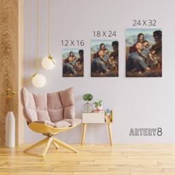 "Artery8 Virgin & Child Saint Anne da Vinci Vintage Canvas Wall Art in Brown - Size: W24"" x H32""" - thumbnail 4