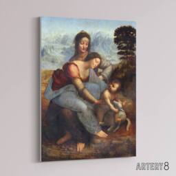 "Artery8 Virgin & Child Saint Anne da Vinci Vintage Canvas Wall Art in Brown - Size: W24"" x H32""" - thumbnail 2