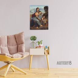 "Artery8 Virgin & Child Saint Anne da Vinci Vintage Canvas Wall Art in Brown - Size: W24"" x H32""" - thumbnail 3
