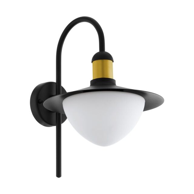 Loops IP44 Outdoor Wall Light Black & Gold Modern Fisherman Lamp 1x 60W E27 Bulb - image 1