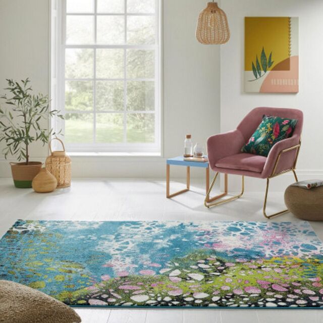 The Rug Shop UK Blue Modern Abstract Polypropylene Funky Area Rug - Size: 240 cm x 330 cm - image 1