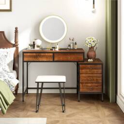 Havendro Styled Workstation Writing Table Computer Desk w 5 Drawers-Coffee in Brown - thumbnail 4