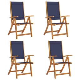 Berkfield Home Folding Garden Chairs 4 pcs Solid Wood Acacia & Textilene in Brown - thumbnail 1