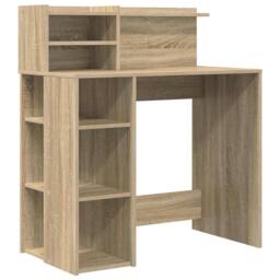 Berkfield Home Desk with Storage Sonoma Oak 90x48x101.5 cm Engineered Wood - thumbnail 1