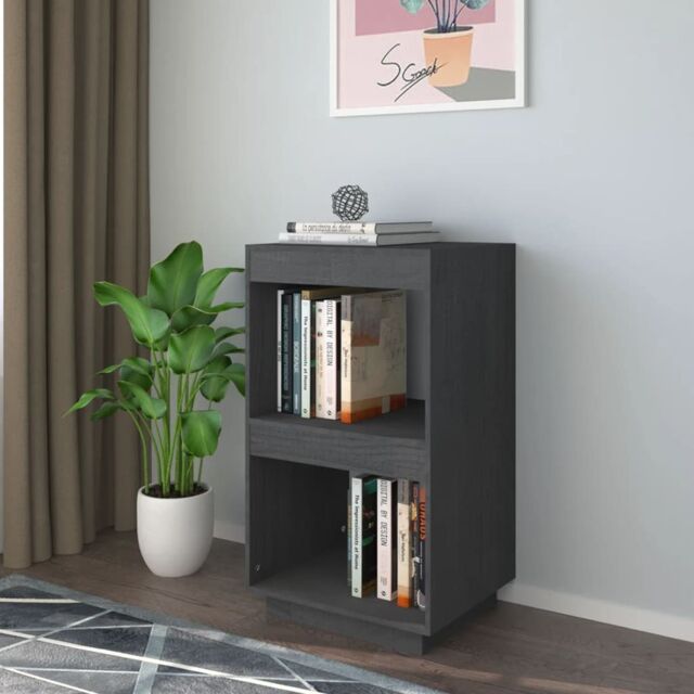 Berkfield Home Book Cabinet Grey 40x35x71 cm Solid Pinewood - Size: 40 x 35 x 71 cm - image 1