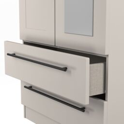 Ready Assembled 2 U Howard Tall 2 Door 2drw Mirrored Wardrobe (Ready Assembled) in Taupe - thumbnail 6