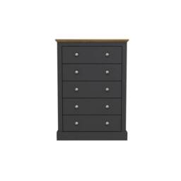 Wyld Haus Ardee 5 Drawer Chest Dark Grey with Natural Oak Top - thumbnail 2
