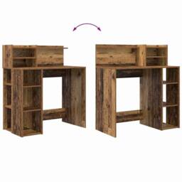 Berkfield Home Desk with Storage Old Wood 90x48x101.5 cm Engineered wood - thumbnail 9