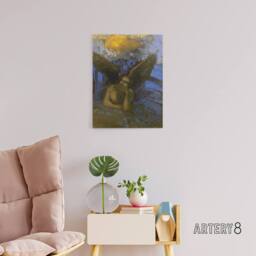 "Artery8 Old Angel Winged Sphinx Painting Redon Vintage Canvas Wall Art - Size: W18"" x H24""" - thumbnail 3