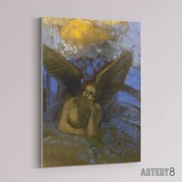 "Artery8 Old Angel Winged Sphinx Painting Redon Vintage Canvas Wall Art - Size: W18"" x H24""" - thumbnail 2