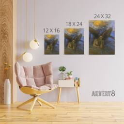 "Artery8 Old Angel Winged Sphinx Painting Redon Vintage Canvas Wall Art - Size: W18"" x H24""" - thumbnail 4