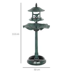 OUTSUNNY 3-in-1 Garden Bird Bath, Birdbath with Large Water Basin, Green - thumbnail 3