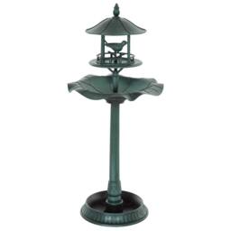 OUTSUNNY 3-in-1 Garden Bird Bath, Birdbath with Large Water Basin, Green - thumbnail 2
