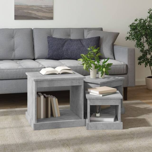 Berkfield Home Nesting Tables 3 pcs Concrete Grey Engineered Wood - image 1