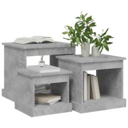 Berkfield Home Nesting Tables 3 pcs Concrete Grey Engineered Wood - thumbnail 4