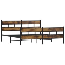 Berkfield Home Metal Bed Frame without Mattress Smoked Oak 200x200 cm in Brown - thumbnail 3