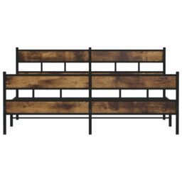 Berkfield Home Metal Bed Frame without Mattress Smoked Oak 200x200 cm in Brown - thumbnail 4