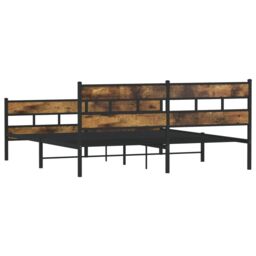 Berkfield Home Metal Bed Frame without Mattress Smoked Oak 200x200 cm in Brown - thumbnail 6