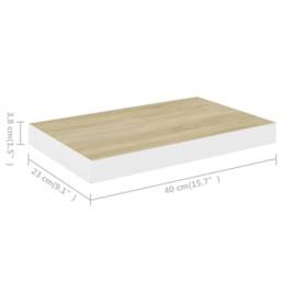 Berkfield Home Durable Floating Wall Shelf Oak & White 40x23x3.8 cm MDF in Light Brown - thumbnail 8
