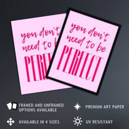 "Artery8 You Don't Need To Be Perfect Bold Modern Pink Wall Art Print - Size: W12"" x H16""" - thumbnail 2