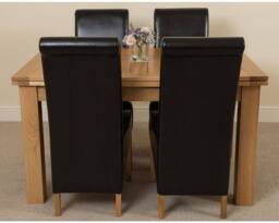 Thats Furniture Richmond 140-220cm Oak Extending Dining Table + 4 Montana Leather Chairs in Black - thumbnail 2