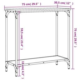 Berkfield Home Console Table Grey Sonoma 75x30.5x75 cm Engineered Wood - thumbnail 9