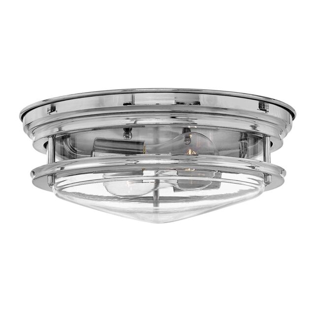 Netlighting Hinkley Hadrian 2 Light Flush Mount Chrome with Glass IP44 in Grey - image 1