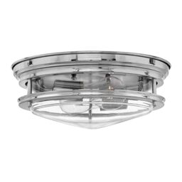 Netlighting Hinkley Hadrian 2 Light Flush Mount Chrome with Glass IP44 in Grey