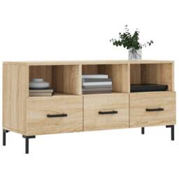 Berkfield Home TV Cabinet Sonoma Oak 102x36x50 cm Engineered Wood in Light Tan - Size: 102 x 36 x 50 cm - thumbnail 3