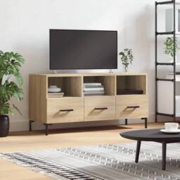 Berkfield Home TV Cabinet Sonoma Oak 102x36x50 cm Engineered Wood in Light Tan - Size: 102 x 36 x 50 cm - thumbnail 2