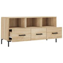 Berkfield Home TV Cabinet Sonoma Oak 102x36x50 cm Engineered Wood in Light Tan - Size: 102 x 36 x 50 cm - thumbnail 6