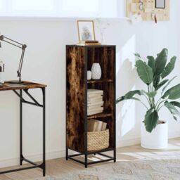 Berkfield Home Book Cabinet Smoked Oak 33.5x33x107.5 cm Engineered Wood in Brown - thumbnail 3